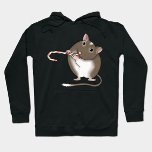 Cute brown gerbil with a candy cane Hoodie